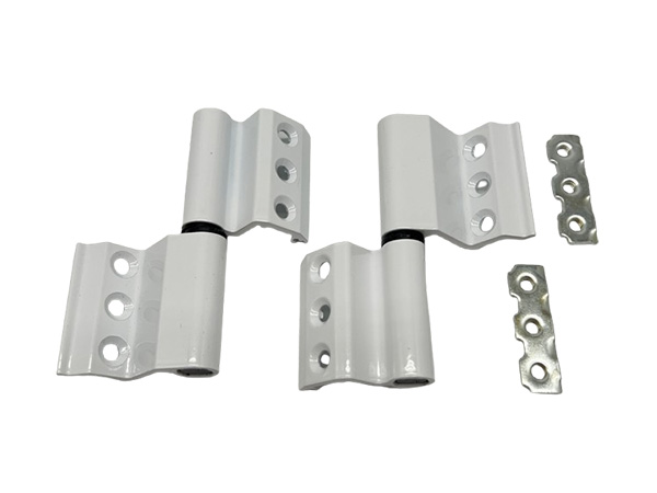 White two-wing window hinge